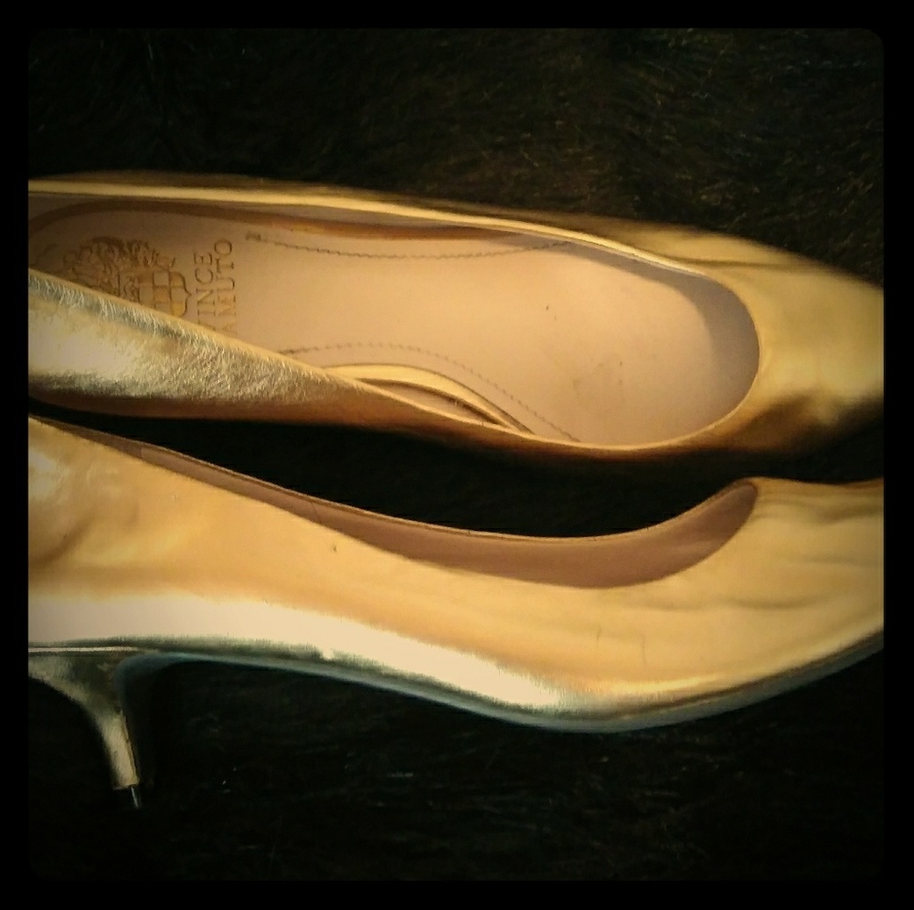 Metallic Gold Vince Camuto Kitten Heels